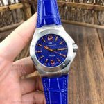 Perfect Replica IWC Ingenieur Automatic 44 MM Blue Face Leather Strap Steel Case Watch